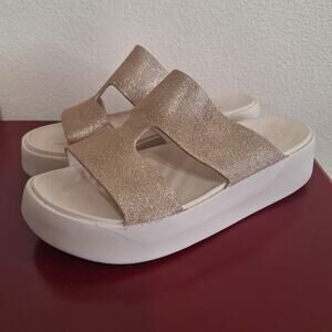 Crocs Women's Getaway Platform H-Strap Wedge Sandals Gold Tan Womens 9